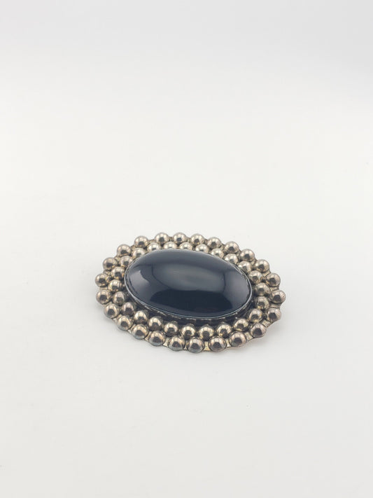 Vintage Black Onyx Brooch