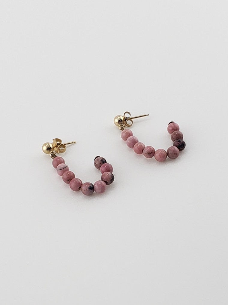 14K Rhodonite J-Hook Studs
