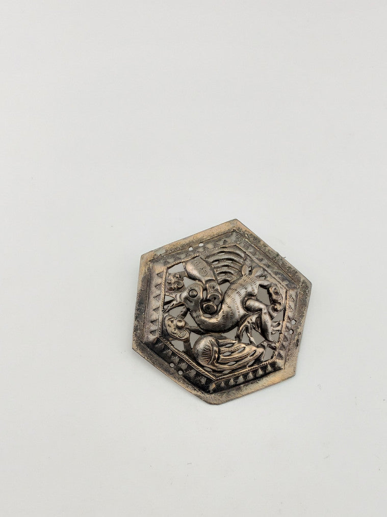Silver Coin Phoenix Bird Pin