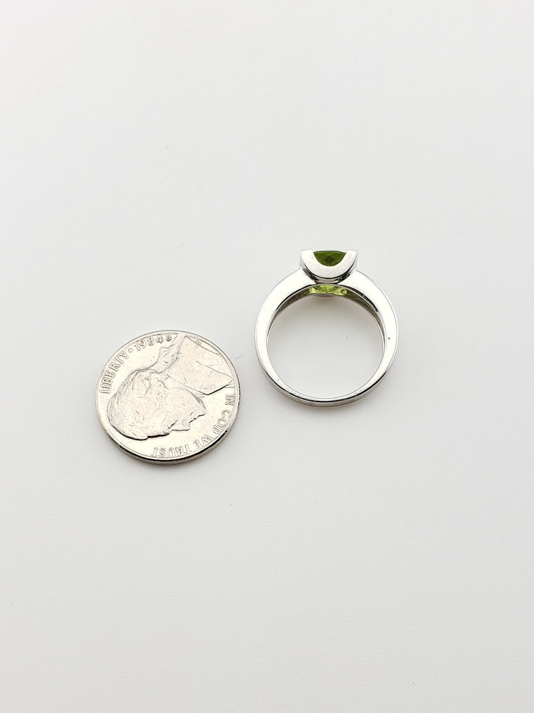 Cushion Cut Checkerboard Peridot Ring