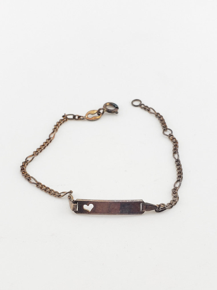 SS ID w/ Heart Figaro Bracelet