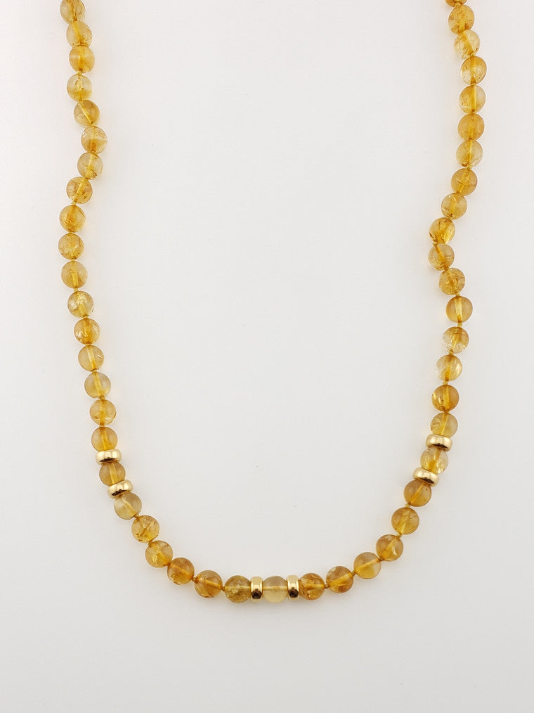 Round Citrine Strand 24"