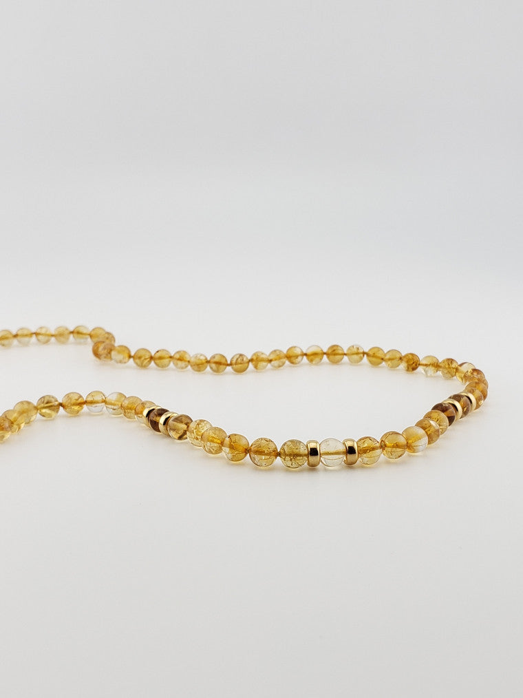 Round Citrine Strand 24"