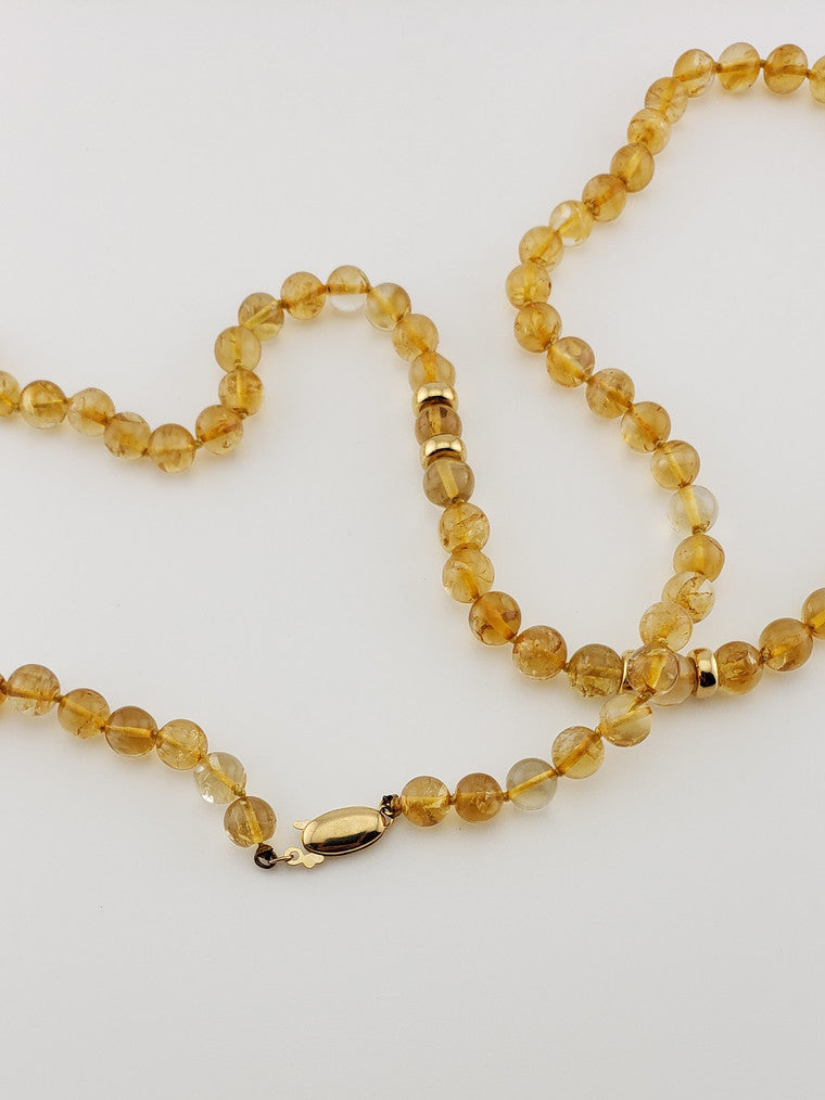 Round Citrine Strand 24"