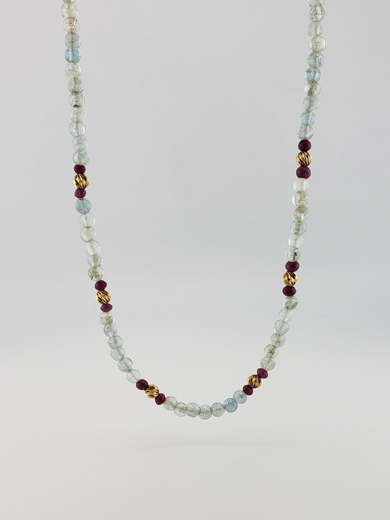 Aquamarine & Ruby Strand 20'