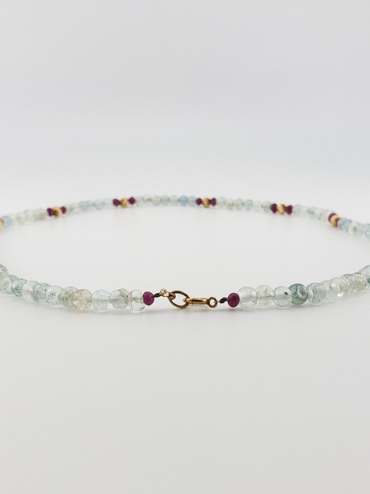 Aquamarine & Ruby Strand 20'