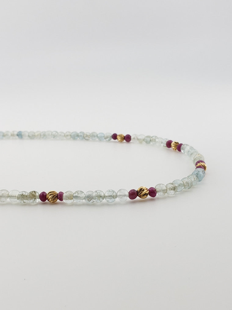 Aquamarine & Ruby Strand 20'
