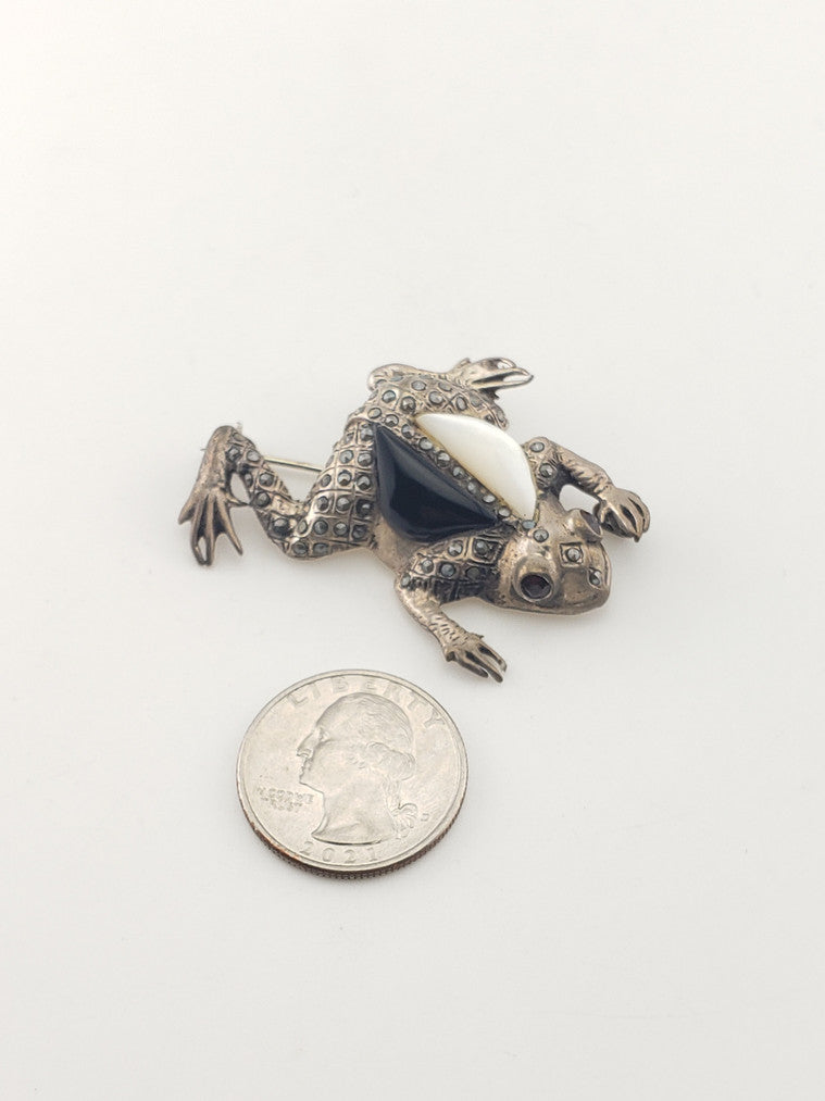 Sterling "Money Catcher" Frog Pin