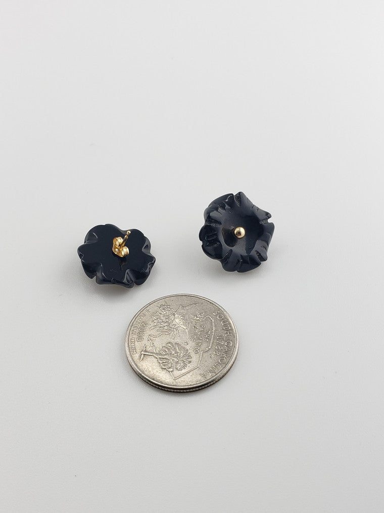 14k Onyx Flower Stud Jackets