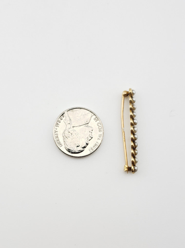 14k Pearl Bar Pin