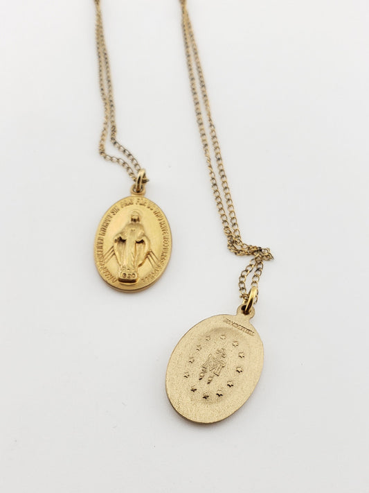 Gf Mary Prayer Charm Necklace