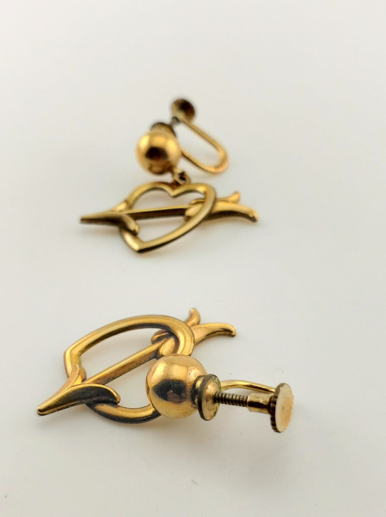 GF Screw Back Heart Earrings