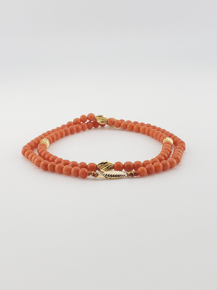 Coral and Gold Bead Strand 17"