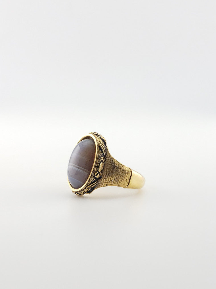 GF Large Gray Agate Signet Ring