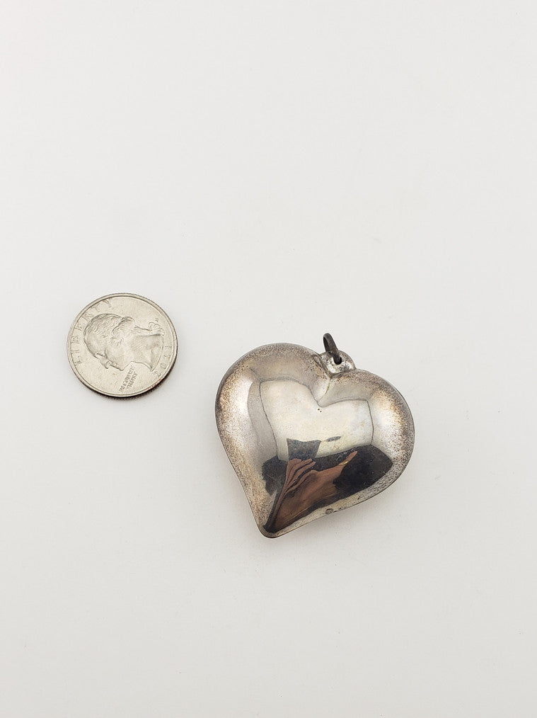 SS Wide Puffy Heart Pendant