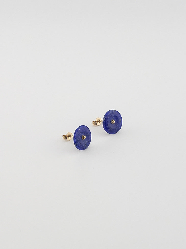 Round Lapis Earring Studs