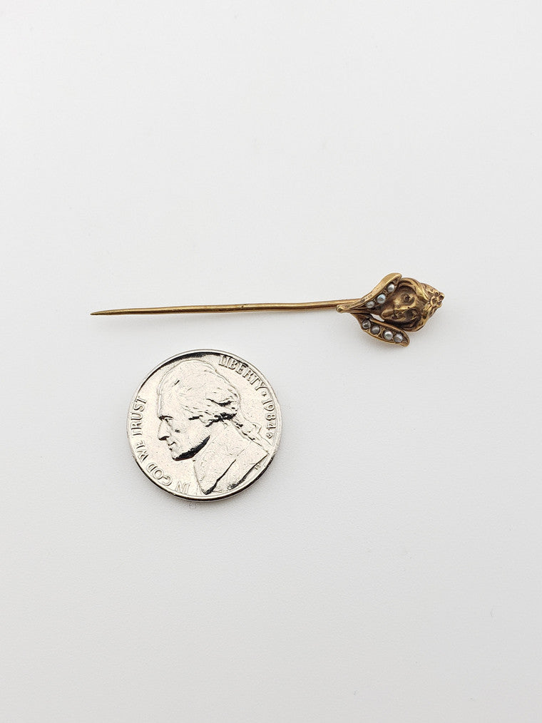 Art Nouveau Lady Flower Stickpin