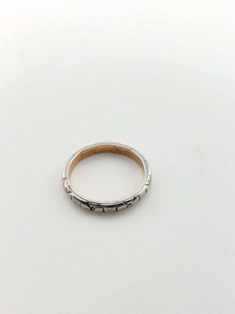 Platinum Bow Engraved Band