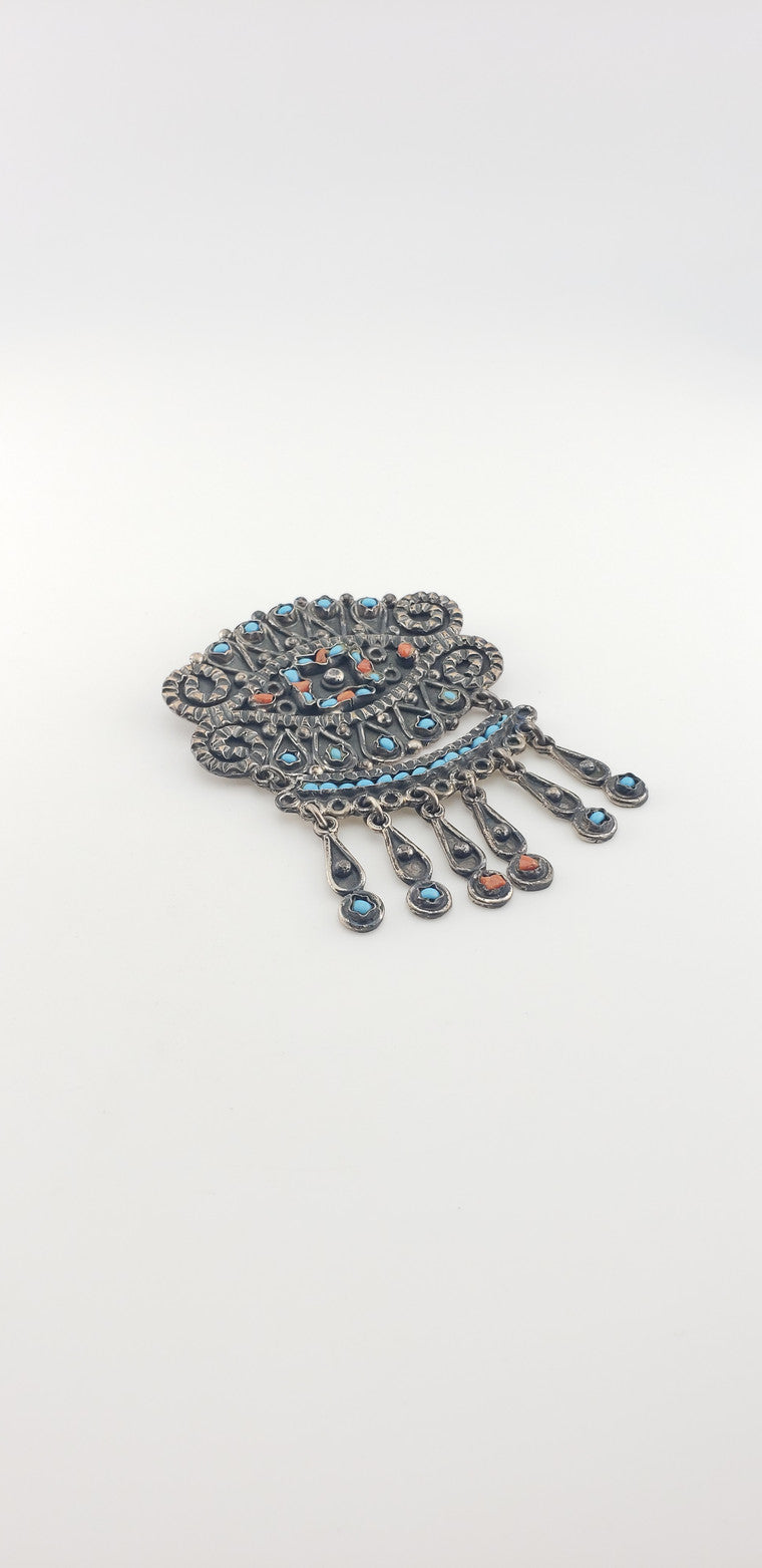 Vintage Sterling Turquoise Pin