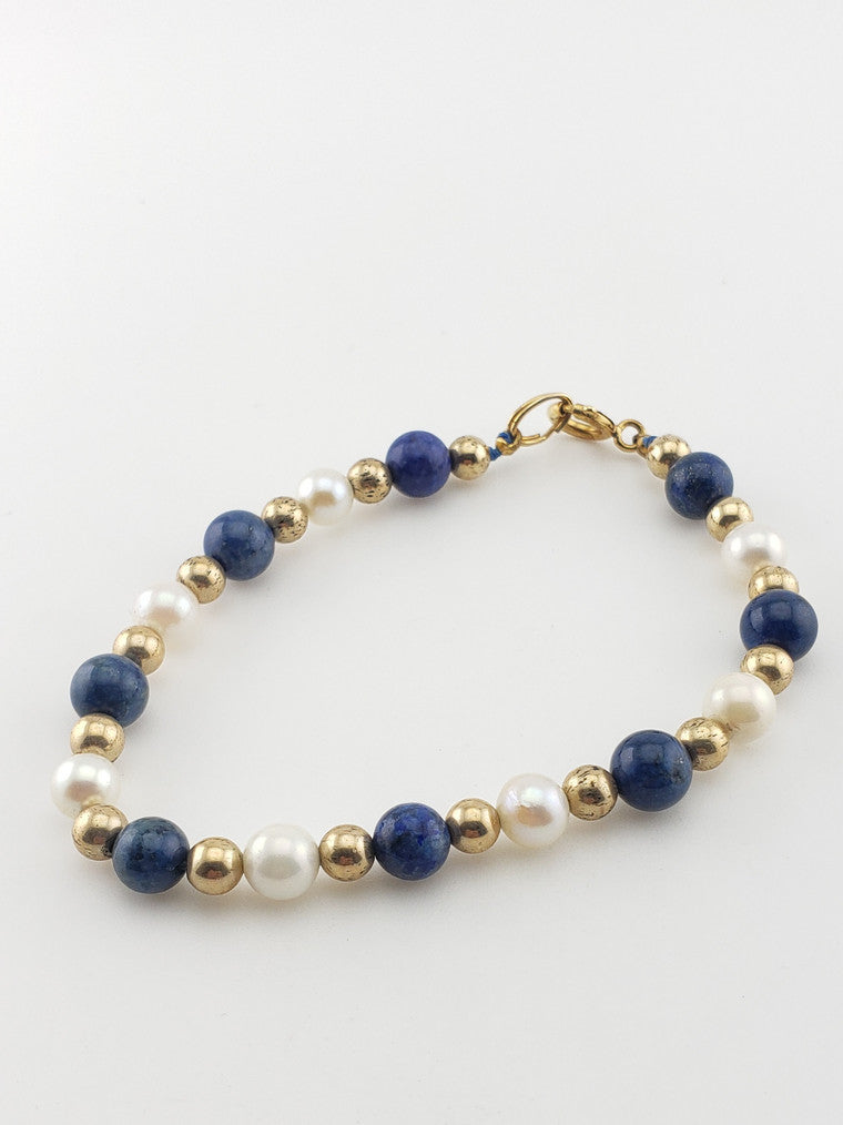 GF Lapis + Pearl Bracelet