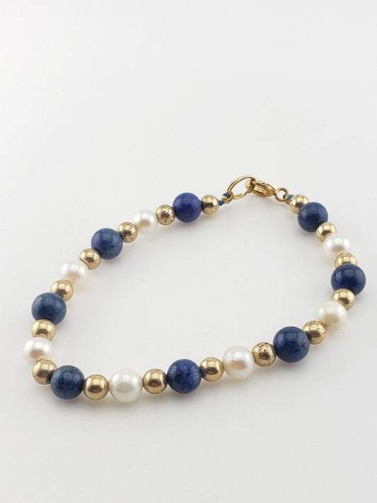 GF Lapis + Pearl Bracelet