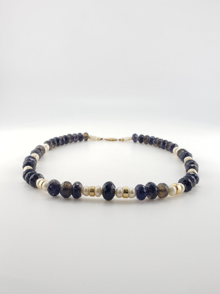 Faceted Iolite Bead Necklace