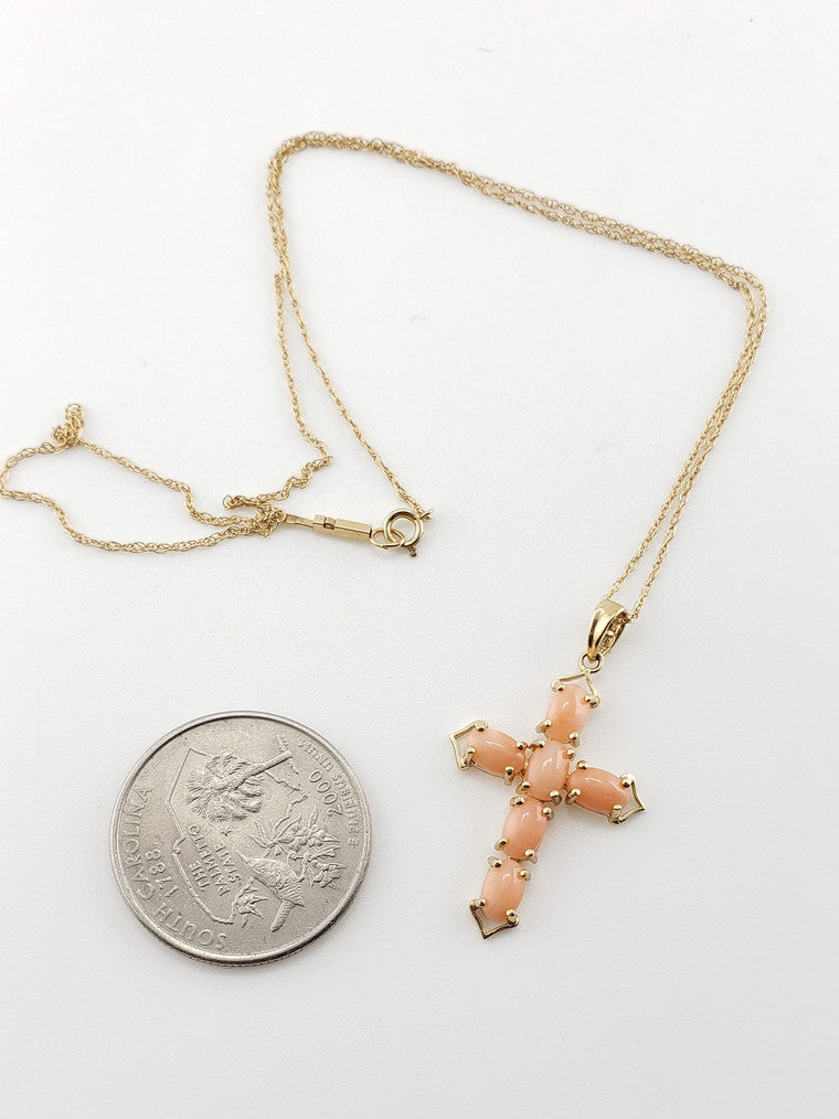 Coral Cross Necklace