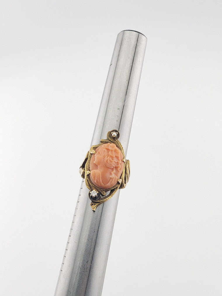 10k Coral Cameo Ring