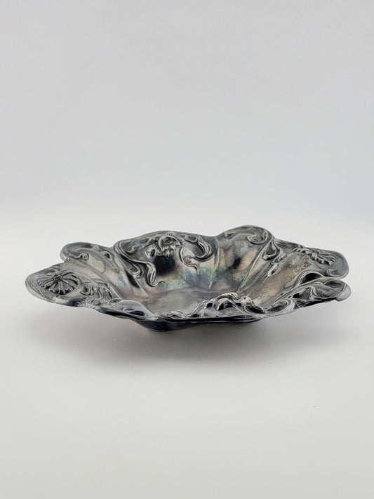 C.1890 Art Nouveau Silver Plate Dish