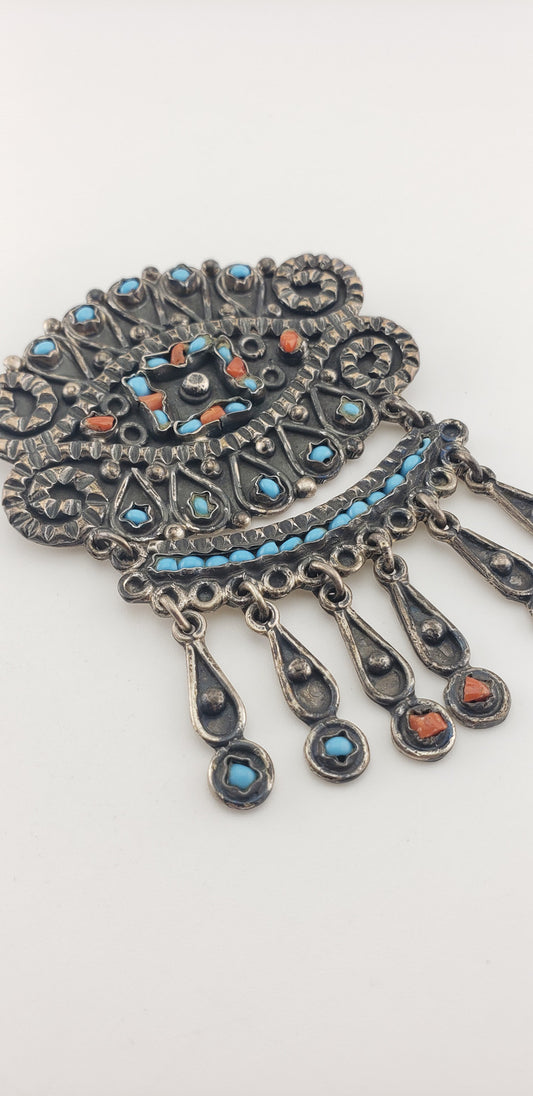 Vintage Sterling Turquoise Pin