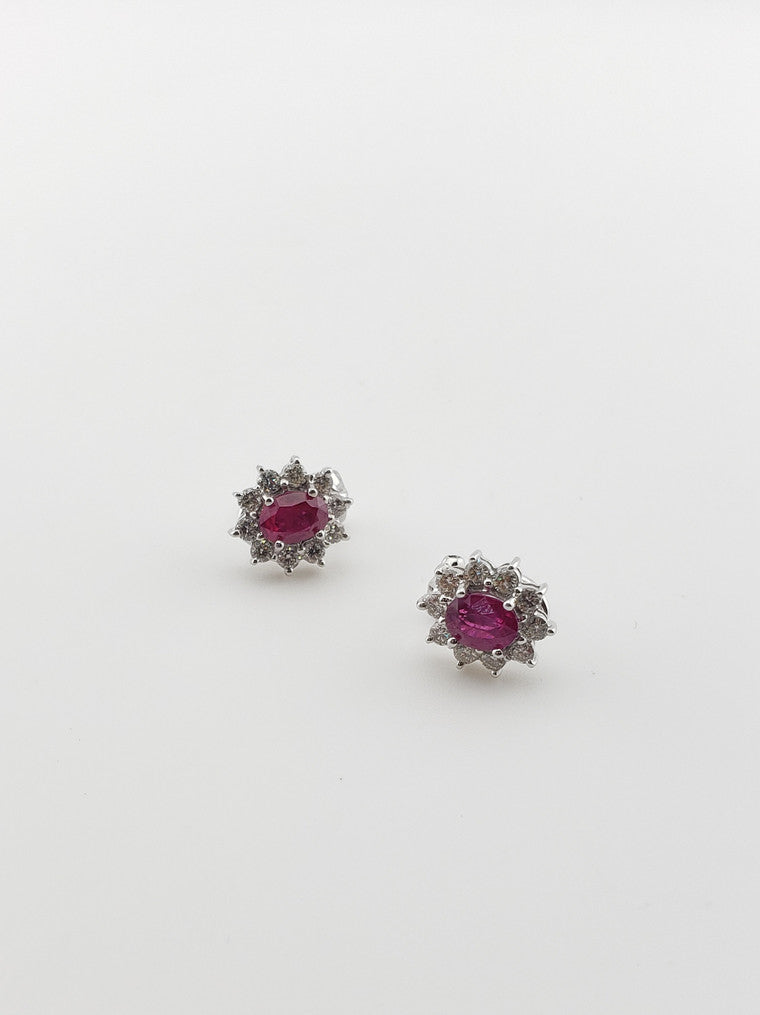 18k Ruby and Diamond Studs