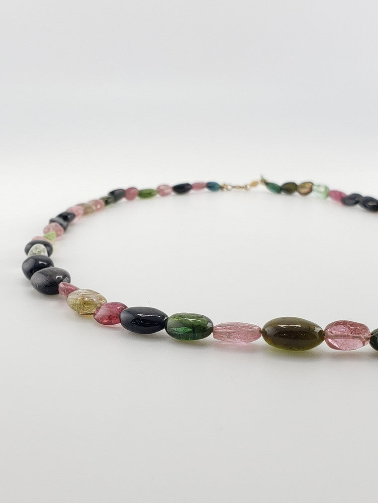 Watermelon Tourmaline Bead Necklace