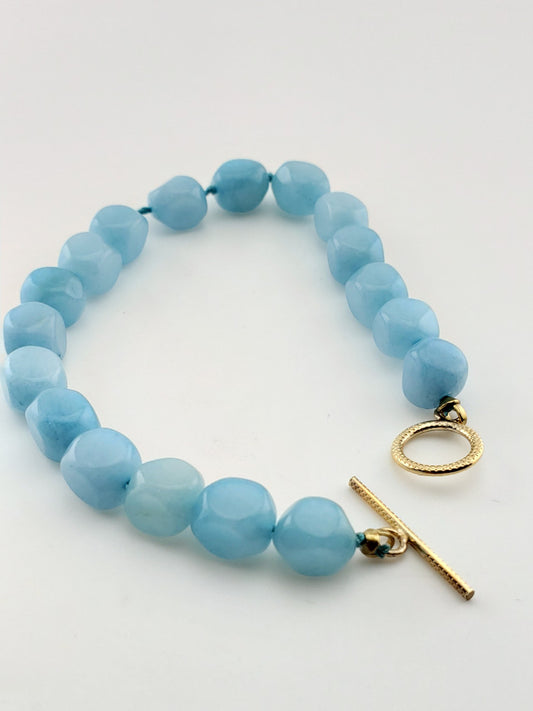 Blue Chalcedony Bead Bracelet