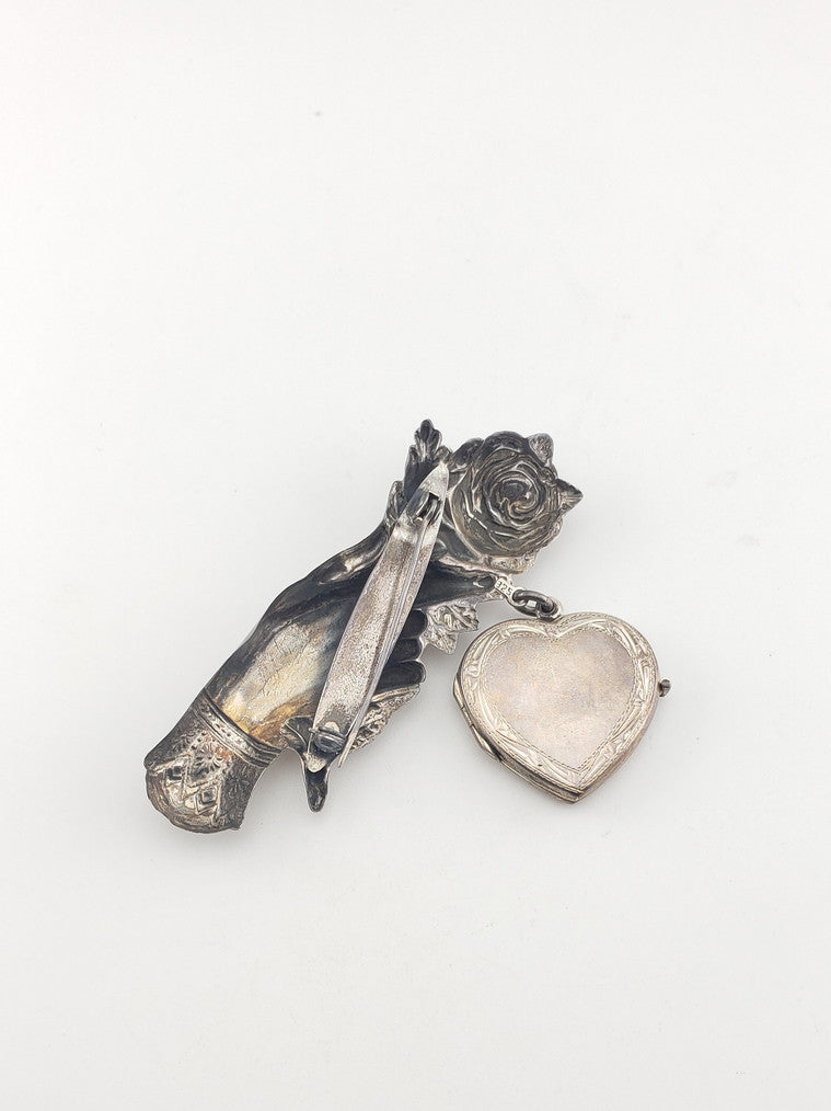 SS Heart & Flower Pin Locket