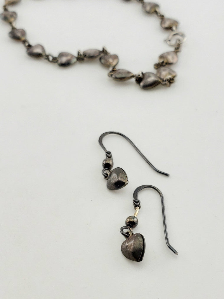 SS Heart Bracelet & Earring Set