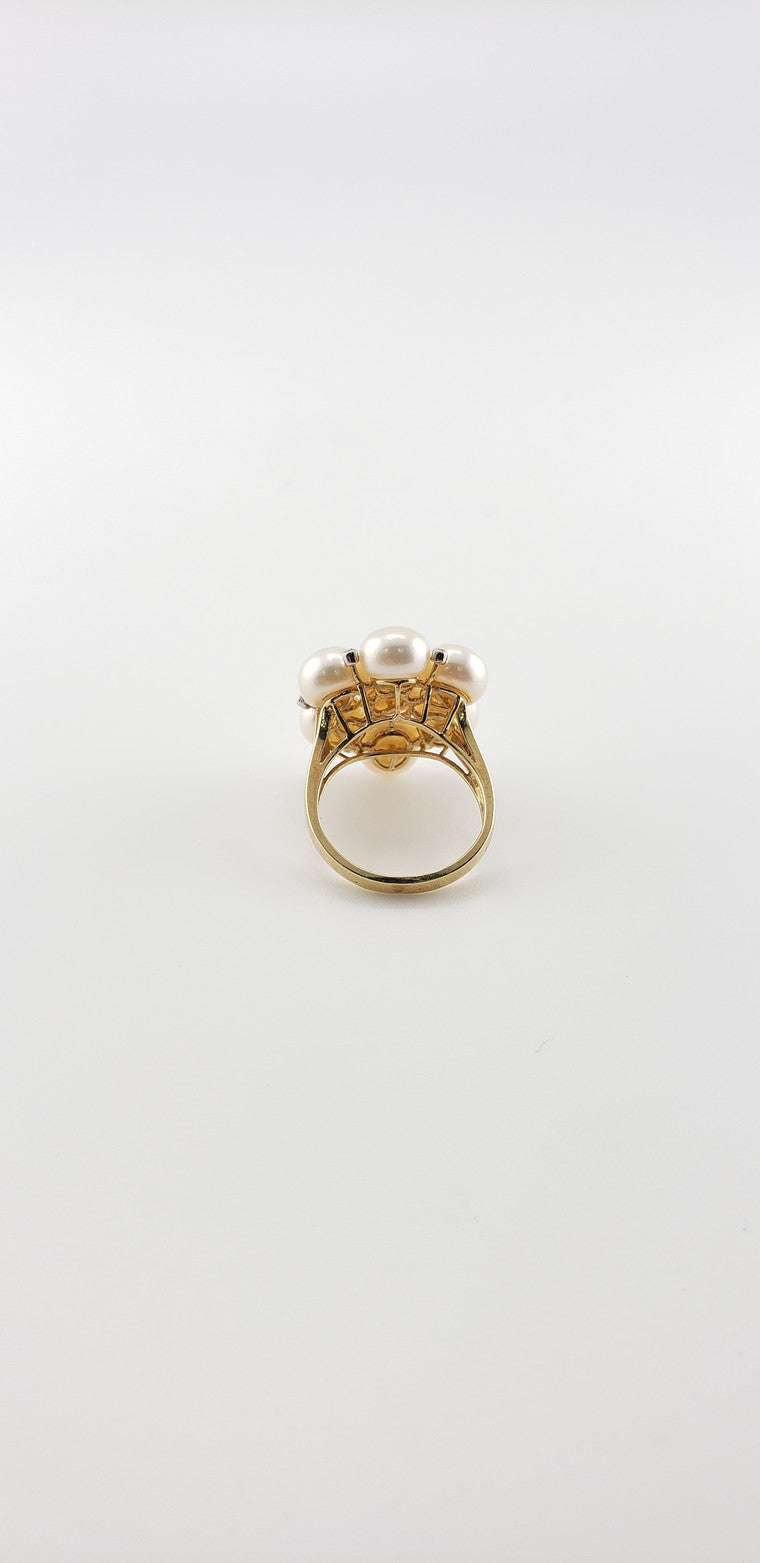 Pink Pearl Cluster Ring
