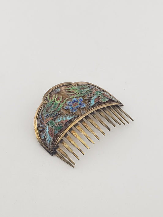 1850-1899 Antique Enamel Hair Comb