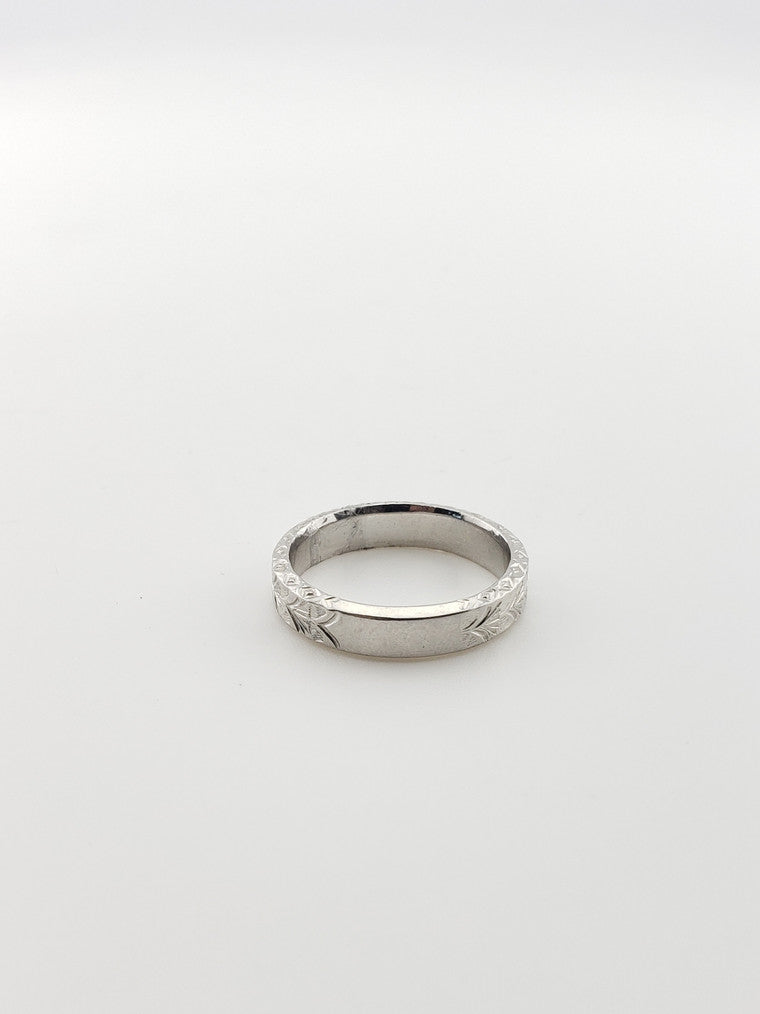 Heavy Engraved Platinum Band