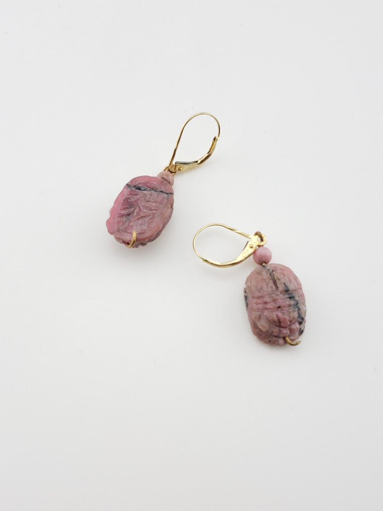 Rhodonite Scarab Earrings
