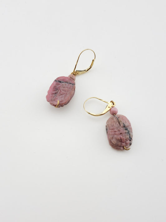 Rhodonite Scarab Earrings