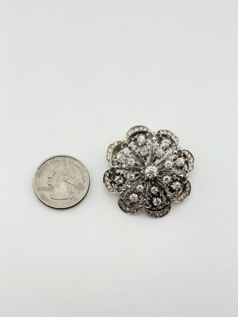 1950 Diamond Flower Pin