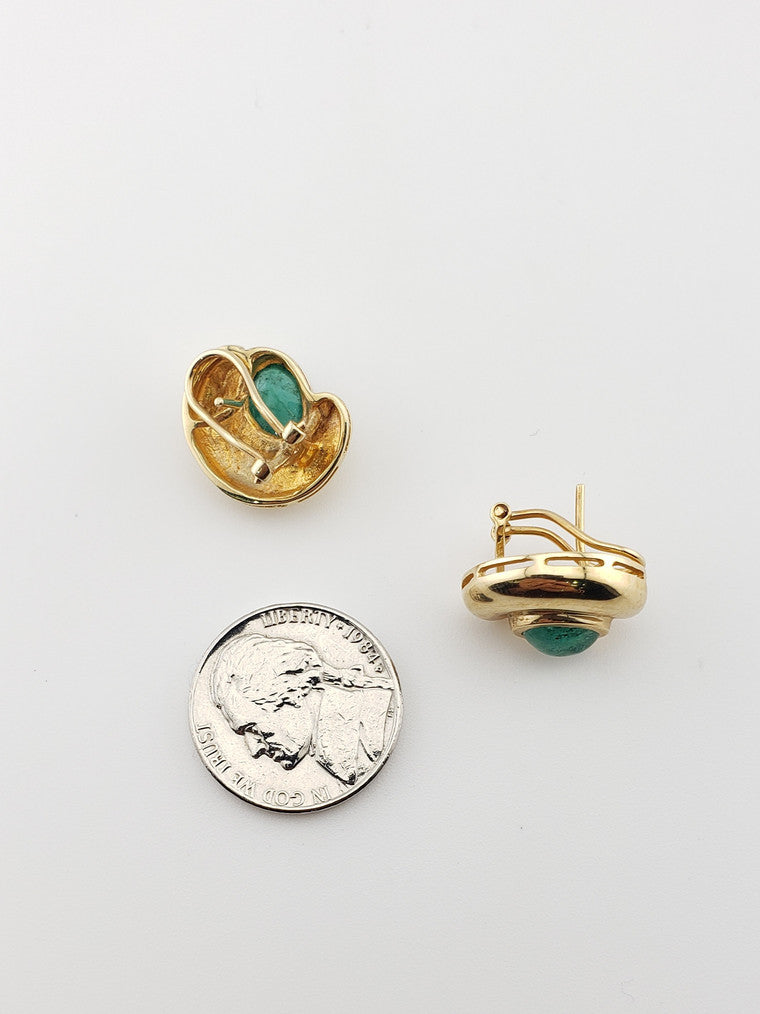 Emerald Cabochon Earrings