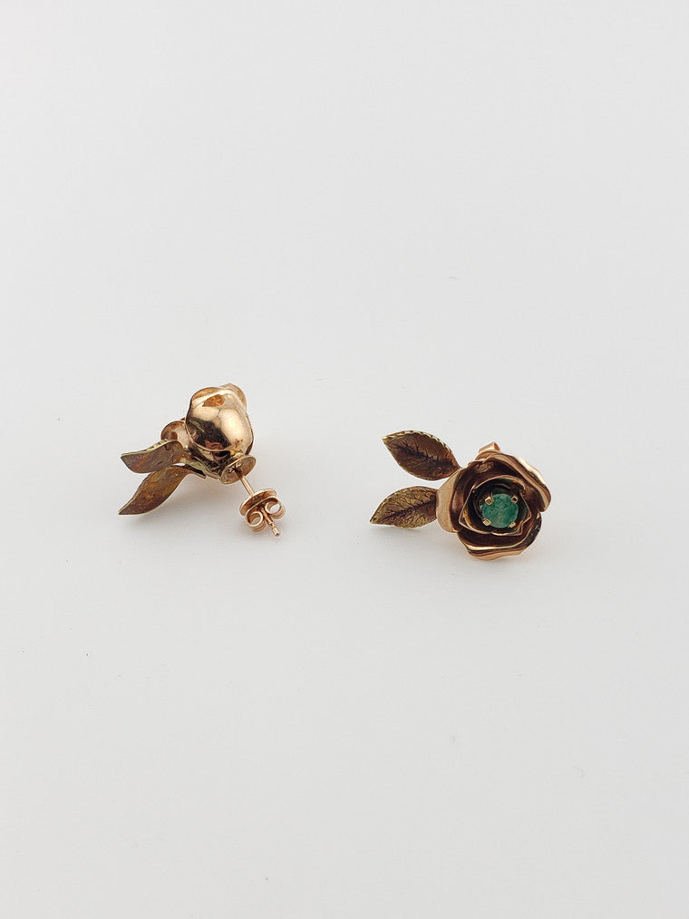 Emerald Flower Studs