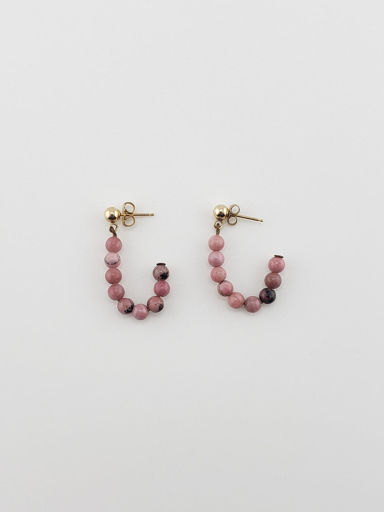 14K Rhodonite J-Hook Studs