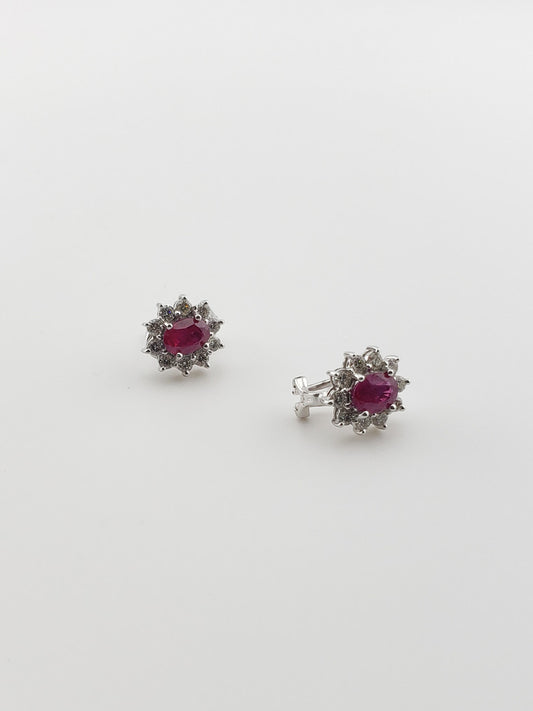 18k Ruby and Diamond Studs