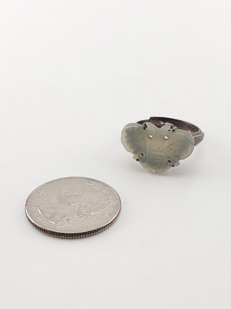 Antique Jade Bug Silver Ring