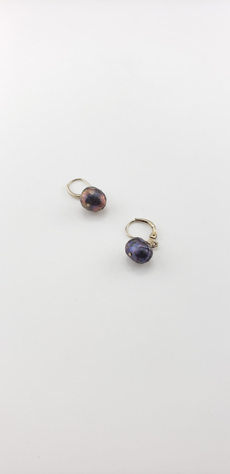 Faceted Gray Pearl Earrings