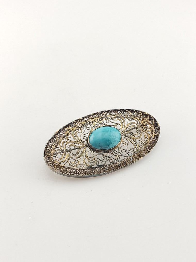 Vermeil Turquoise Pin
