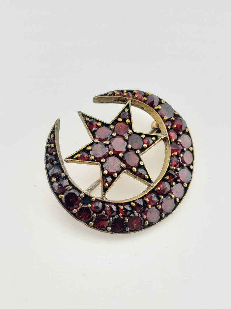 Victorian Cresent Moon+Star Pin