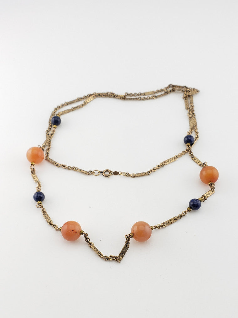 GF Lapis + Carnelian Bead Necklace